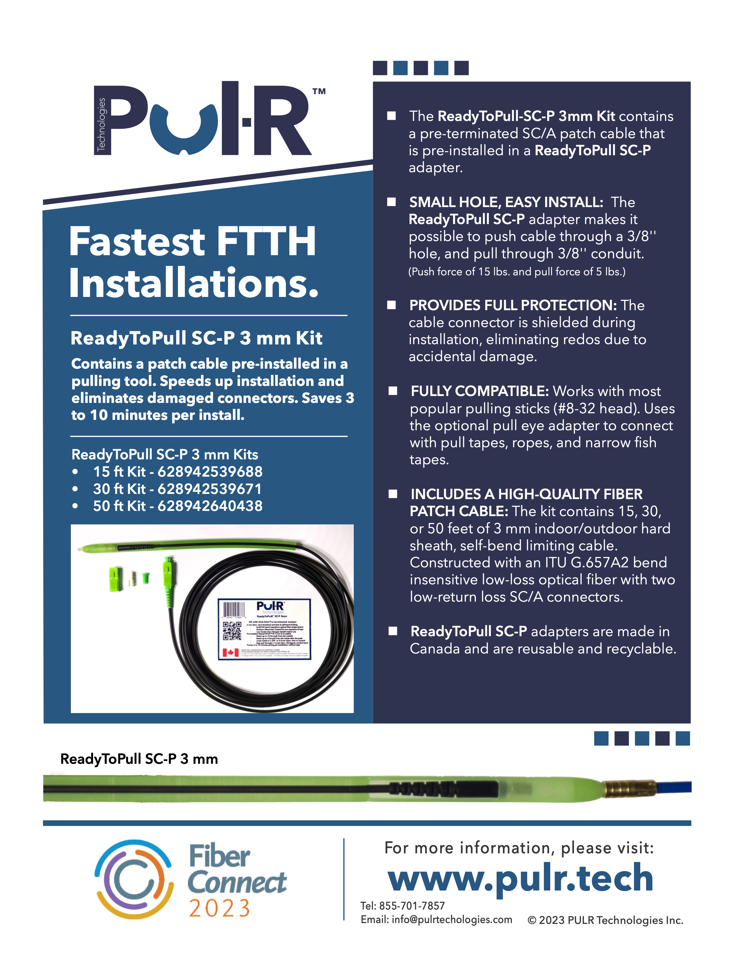 ReadyToPull SC-P 3mm Kits launched at Fiber Connect 2023.
